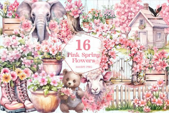 Download Pink Spring Flowers Sublimation Clipart - Spring flowers sublimation Collection