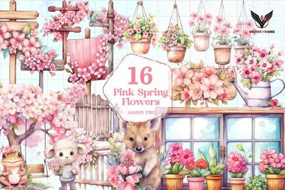 Download Pink Spring Flowers Sublimation Clipart - Spring flowers sublimation Collection