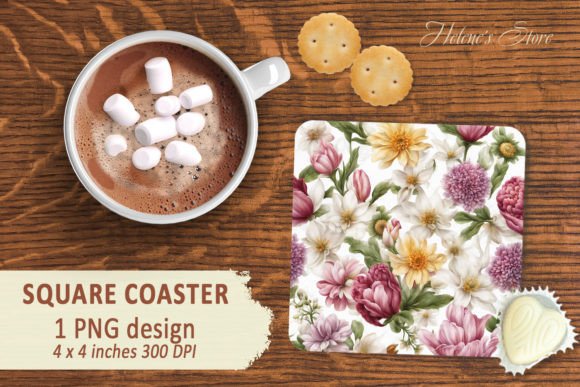 Download Spring Flowers Sublimation Coaster - Spring flowers sublimation Collection