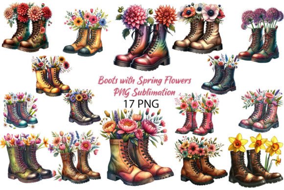 Download Boots with Spring Flowers Sublimation - Spring flowers sublimation Collection